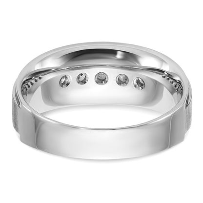 IBGoodman 14k White Gold Men's Polished and Brushed 5-Stone 1/2 Carat AA Quality Diamond Ring