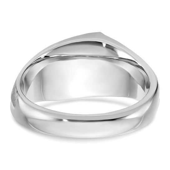 IBGoodman 14k White Gold Men's Polished and Satin 3-Stone 1/2 Carat AA Quality Diamond Ring