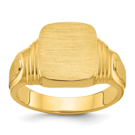 14k IBGoodman 14x12mm Men's Cushion Signet Ring