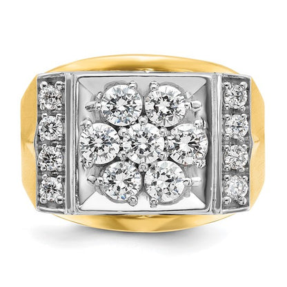 IBGoodman 14k Two-tone Men's Polished and Satin 1 1/2 Carat AA Quality Diamond Cluster Ring