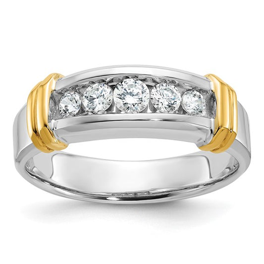 IBGoodman 14k Two-tone Men's Polished 5-Stone 1/2 Carat Lab Grown Diamond Ring