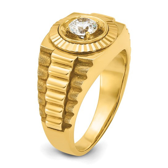 IBGoodman 14k Men's Polished Satin And Textured 1/2 Carat AA Quality D ...