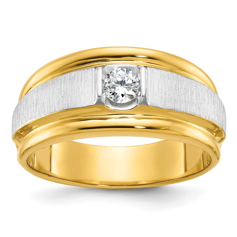 14k Two-tone IBGoodman Men's Polished and Satin Diamond Ring Mounting