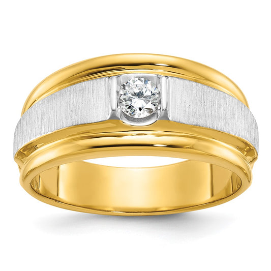 14k Two-tone IBGoodman Men's Polished and Satin Diamond Ring Mounting
