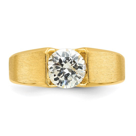 14k IBGoodman Men's Polished and Satin Complete Lab Grown Diamond Ring