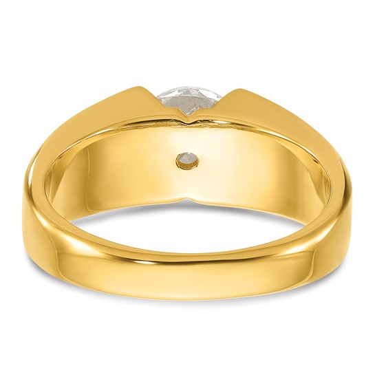 14k IBGoodman Men's Polished and Satin Complete Lab Grown Diamond Ring