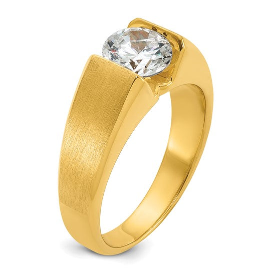 14k IBGoodman Men's Polished and Satin Complete Lab Grown Diamond Ring