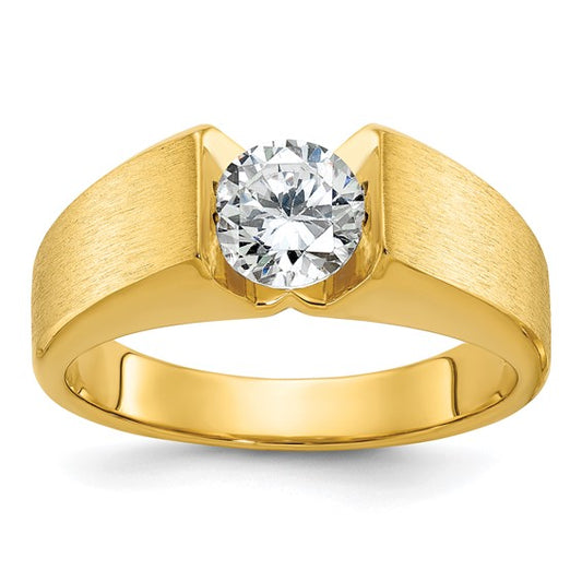 14k IBGoodman Men's Polished and Satin Complete Lab Grown Diamond Ring