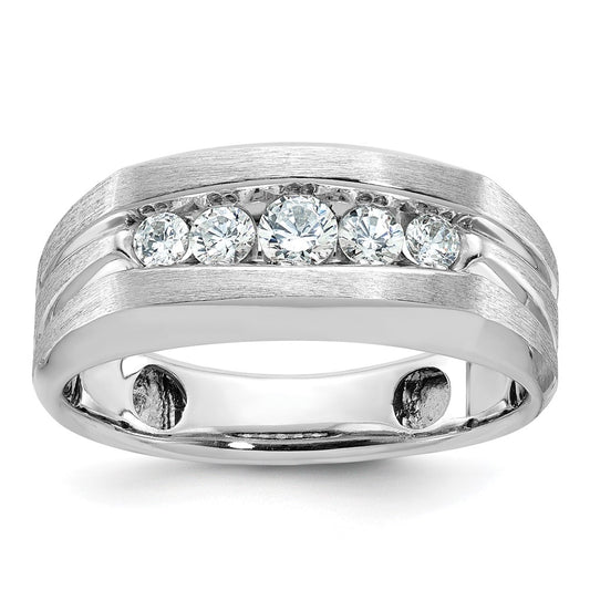 14kw IBGoodman Men's Polished & Brushed 5-Stone Diamond Ring