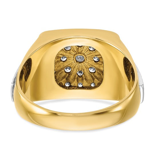 IBGoodman 10k Two-tone Men's Polished and Satin 1/2 Carat A Quality Diamond Ring