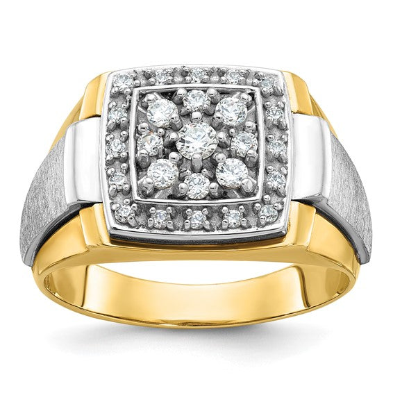 IBGoodman 14k Two-tone Men's Polished and Satin 1/2 Carat Lab Grown Diamond Ring