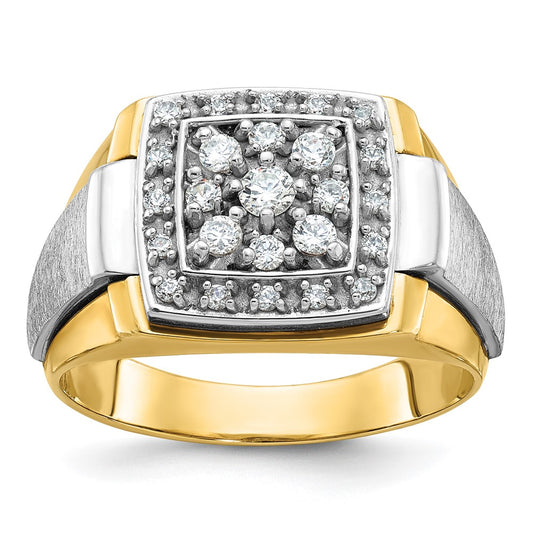 14k Two-tone IBGoodman Men's Polished and Satin Diamond Ring