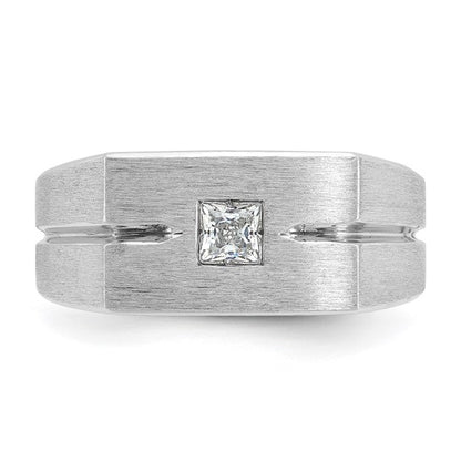 14k White Gold IBGoodman Men's Polished and Satin 1/4 carat Diamond Complete Ring