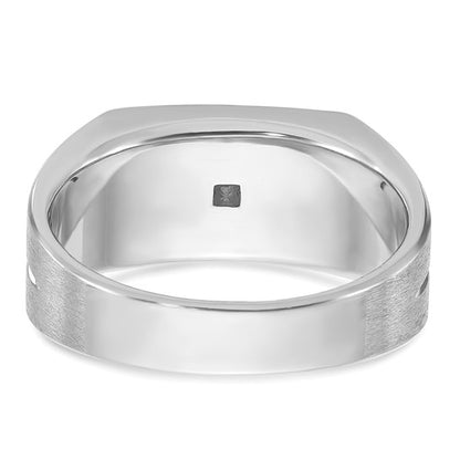 14k White Gold IBGoodman Men's Polished and Satin 1/4 carat Diamond Complete Ring
