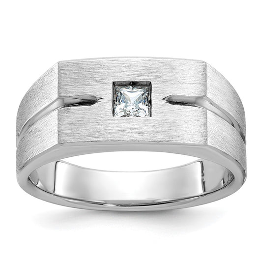 14k White Gold IBGoodman Men's Polished/Satin Diamond Complete Ring