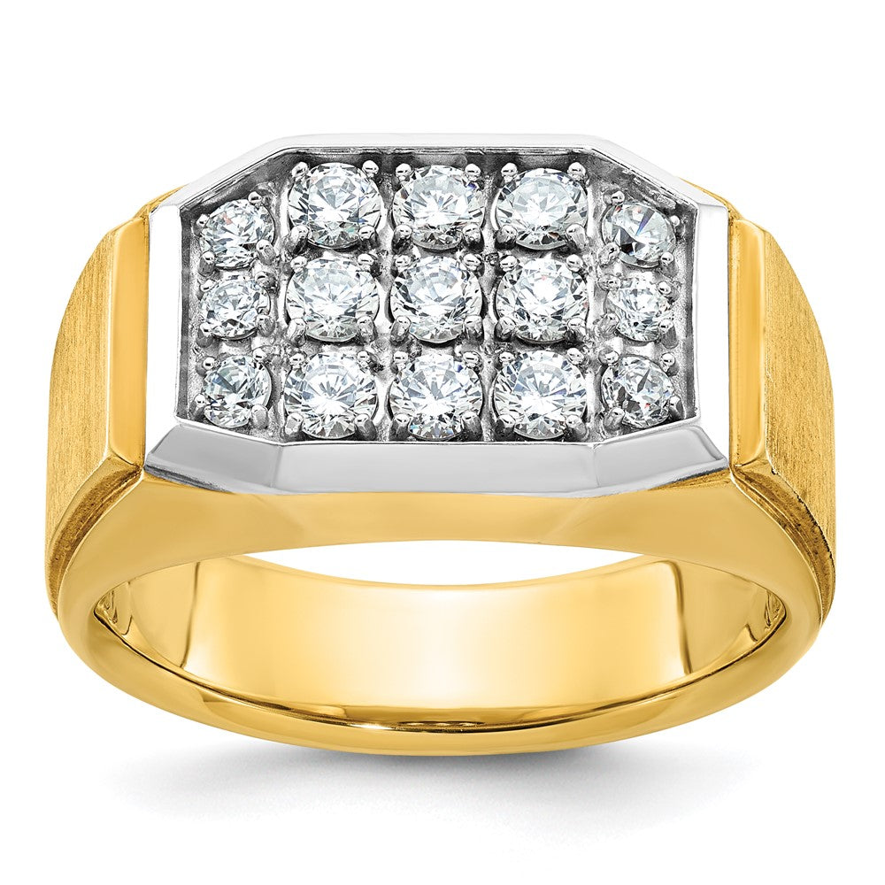 14k w/ White RH IBGoodman Men's Polished & Satin Diamond Cluster Ring