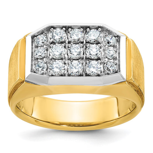 14k w/ White RH IBGoodman Men's Polished & Satin Diamond Cluster Ring