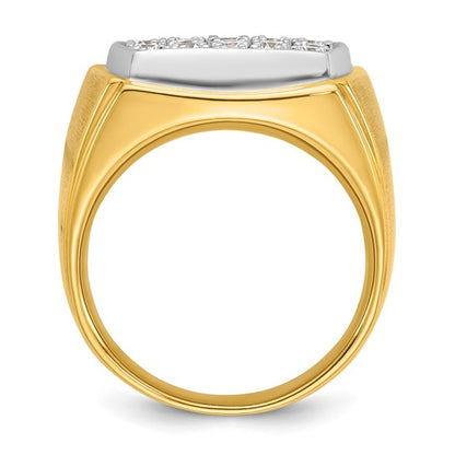 IBGoodman 10k Two-tone Men's Polished and Satin 1 5/8 Carat A Quality Diamond Cluster Ring