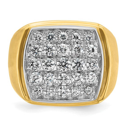 IBGoodman 10k Two-tone Men's Polished and Satin 1 5/8 Carat A Quality Diamond Cluster Ring