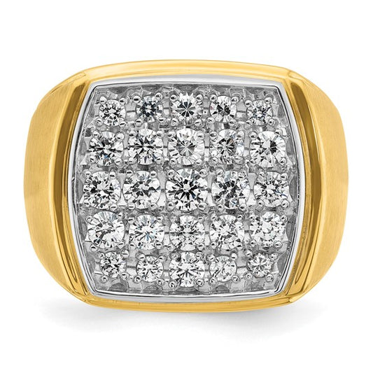 IBGoodman 10k Two-tone Men's Polished and Satin 1 5/8 Carat A Quality Diamond Cluster Ring