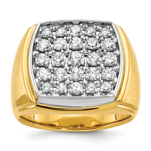 IBGoodman 14k Two-tone Men's Polished and Satin 1 5/8 Carat Lab Grown Diamond Cluster Ring