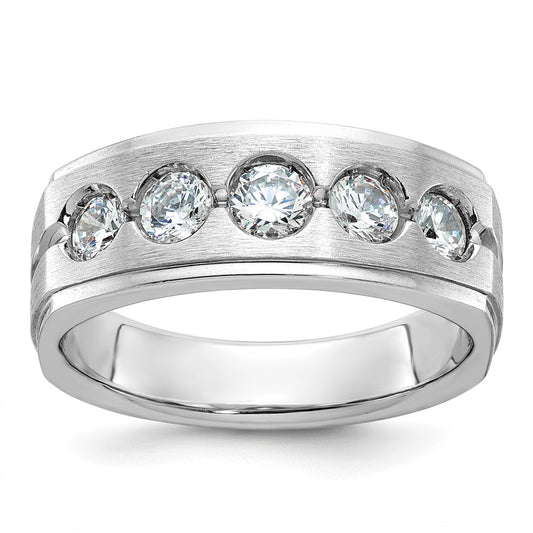 14k White Gold IBGoodman Men's Polished/Satin Diamond Complete Ring
