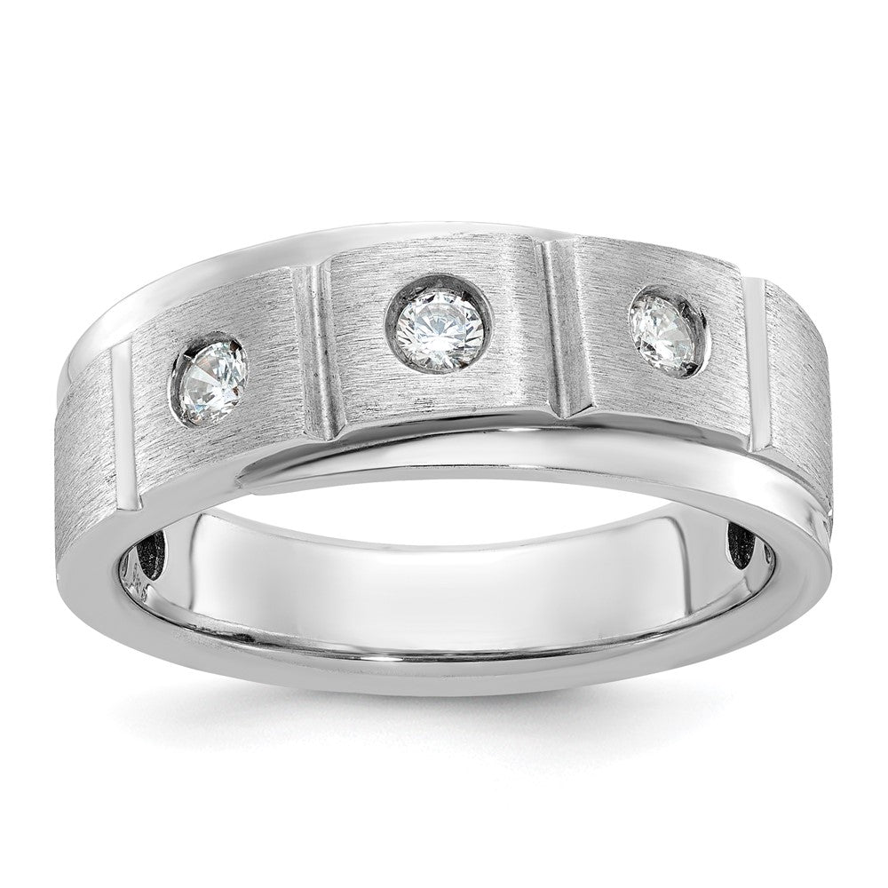 14k White Gold IBGoodman Men's Polished/Satin Diamond Complete Ring