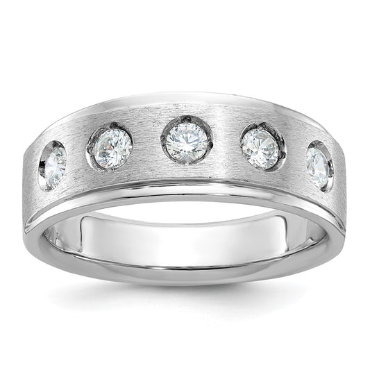 14k White Gold IBGoodman Men's Polished/Satin Diamond Complete Ring