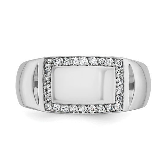 IBGoodman 14k White Gold Men's Polished 3/8 Carat AA Quality Diamond Rectangle Ring