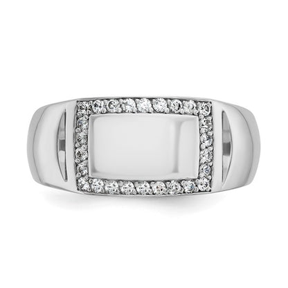 IBGoodman 14k White Gold Men's Polished 3/8 Carat AA Quality Diamond Rectangle Ring