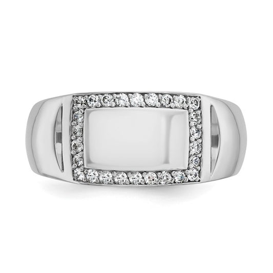 IBGoodman 14k White Gold Men's Polished 3/8 Carat AA Quality Diamond Rectangle Ring