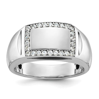 IBGoodman 14k White Gold Men's Polished 3/8 Carat AA Quality Diamond Rectangle Ring