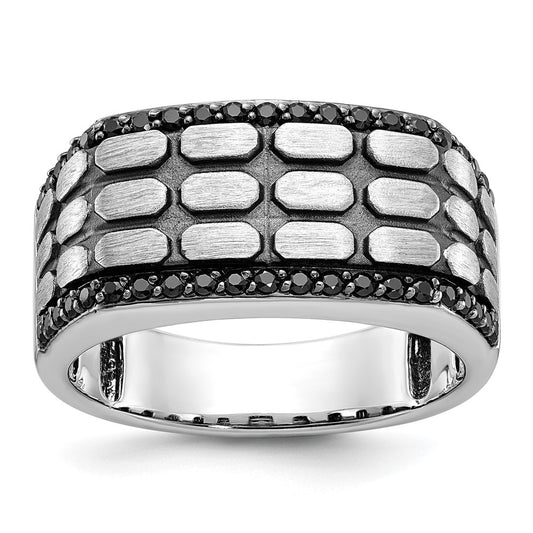 14kw w/ Black RH IBGoodman Men's Satin/Textured Black Diamond Ring