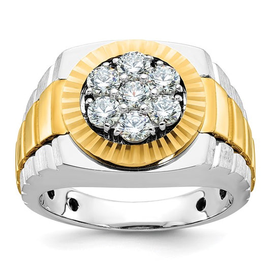 IBGoodman 10k Two-tone Men's Polished Satin and Textured 1 Carat A Quality Diamond Ring