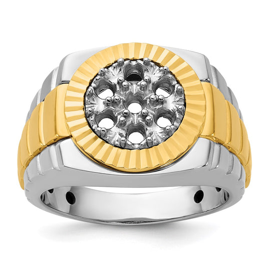 14k Two-tone IBGoodman Men's Polished Satin & Textured Ring Mounting
