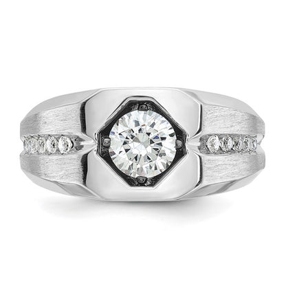 14k White Gold IBGoodman Men's Polished and Satin 1/5 carat Diamond Semi-mount Ring