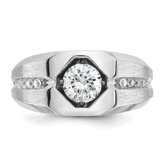 14k White Gold IBGoodman Men's Polished and Satin 1/5 carat Diamond Semi-mount Ring