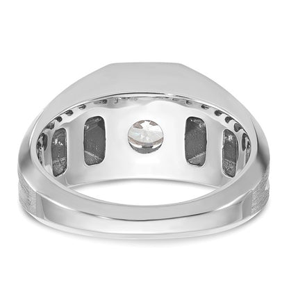 14k White Gold IBGoodman Men's Polished and Satin 1/5 carat Diamond Semi-mount Ring