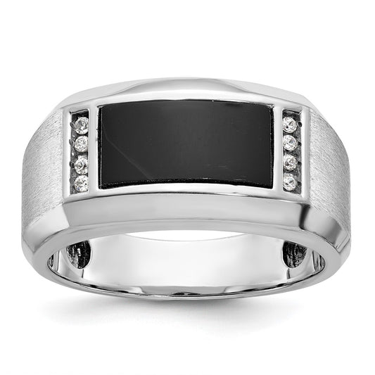 14k White Gold IBGoodman Men's Satin Onyx/Diamond Ring Mounting