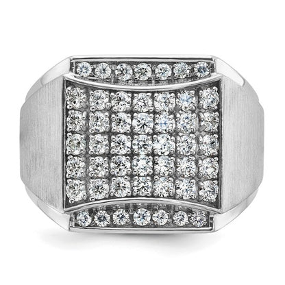 IBGoodman 14k White Gold Men's Polished and Satin 1 1/5 Carat AA Quality Diamond Cluster Ring