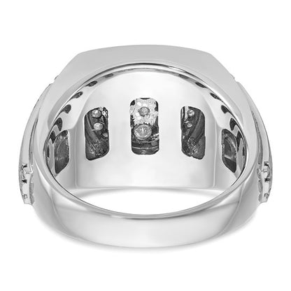 IBGoodman 14k White Gold Men's Polished and Satin 3/4 Carat AA Quality Diamond Round Cluster Ring