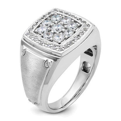 IBGoodman 14k Two-tone Men's Polished and Satin 1 Carat AA Quality Diamond Square Cluster Ring