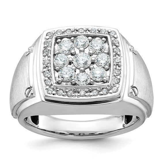 IBGoodman 14k Two-tone Men's Polished and Satin 1 Carat AA Quality Diamond Square Cluster Ring