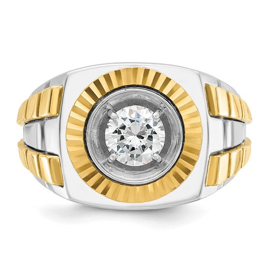 IBGoodman 14k Two-tone Men's Polished and Textured Lab Grown Diamond Ring