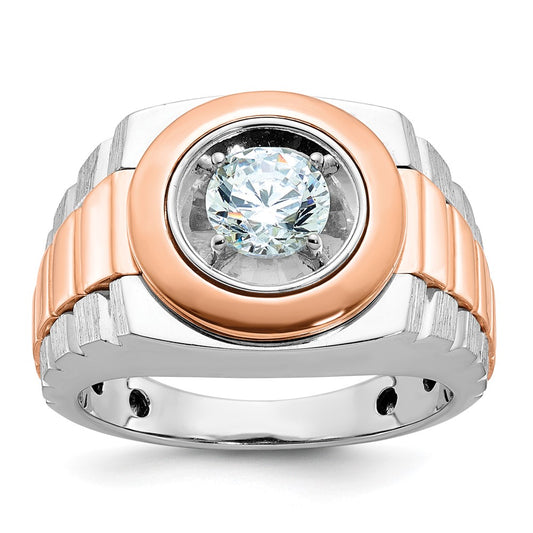14kwr IBGoodman Men's Polished Satin & Grooved Solitaire Ring Mounting