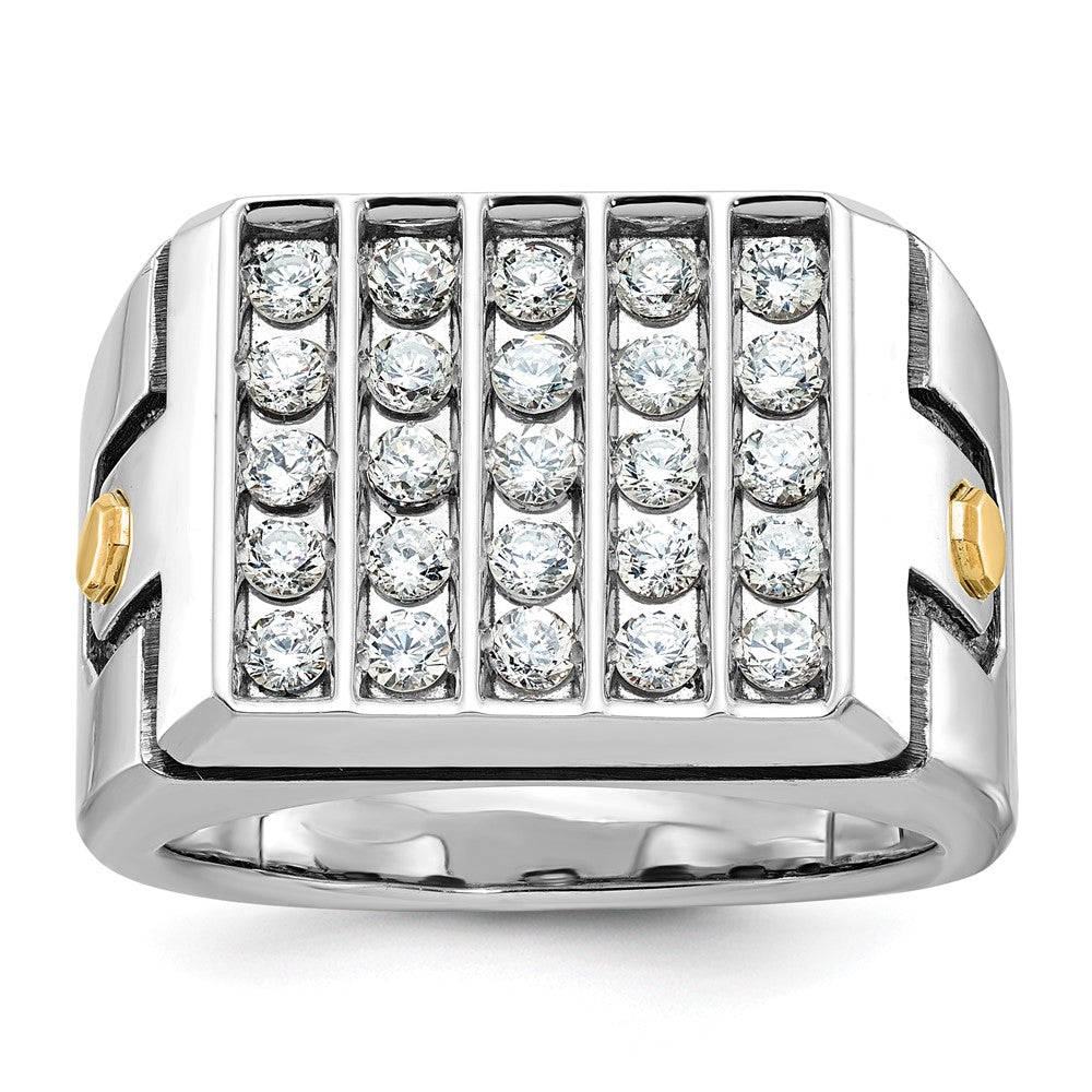 14ktt IBGoodman Men's Polished & Grooved 5-Row Cluster Ring Mtg