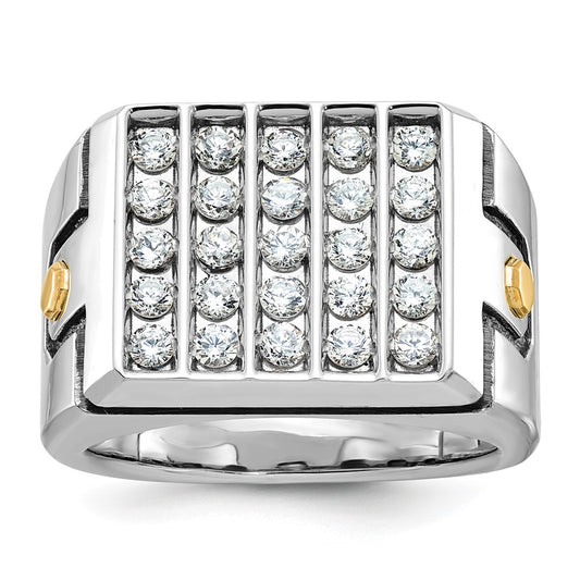 14ktt IBGoodman Men's Polished & Grooved 5-Row Cluster Ring Mtg