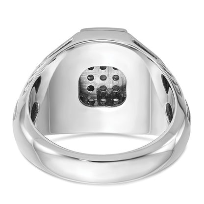 IBGoodman 14k White Gold Men's Polished Textured and Grooved 1/2 Carat AA Quality Diamond Cross Cluster Ring