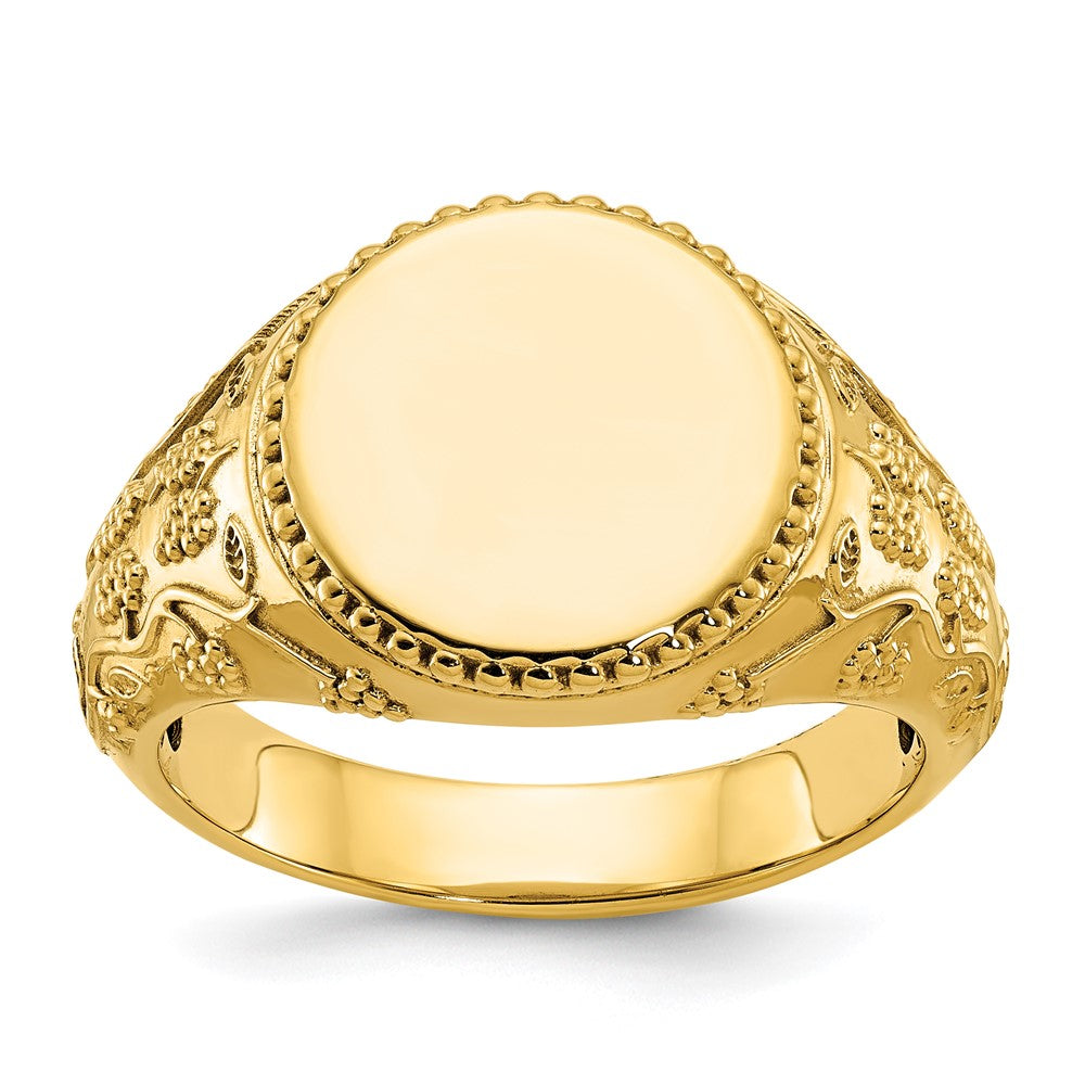 14k IBGoodman 12.5x12.5mm Men's Round Signet Ring