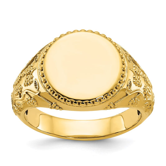 14k IBGoodman 12.5x12.5mm Men's Round Signet Ring